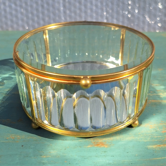 Glass Display Box Gold Metal Jewelry Box Display Case Holder Stained Glass - Picture 9 of 16